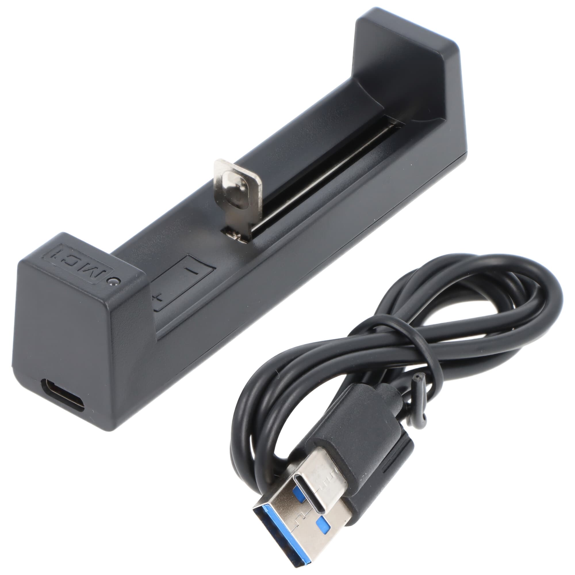 Chargeur USB-C à 1 emplacement avec courant de charge jusqu'à 0,5 Ah, pour batteries Li-Ion, chargeur compact, sans alimentation