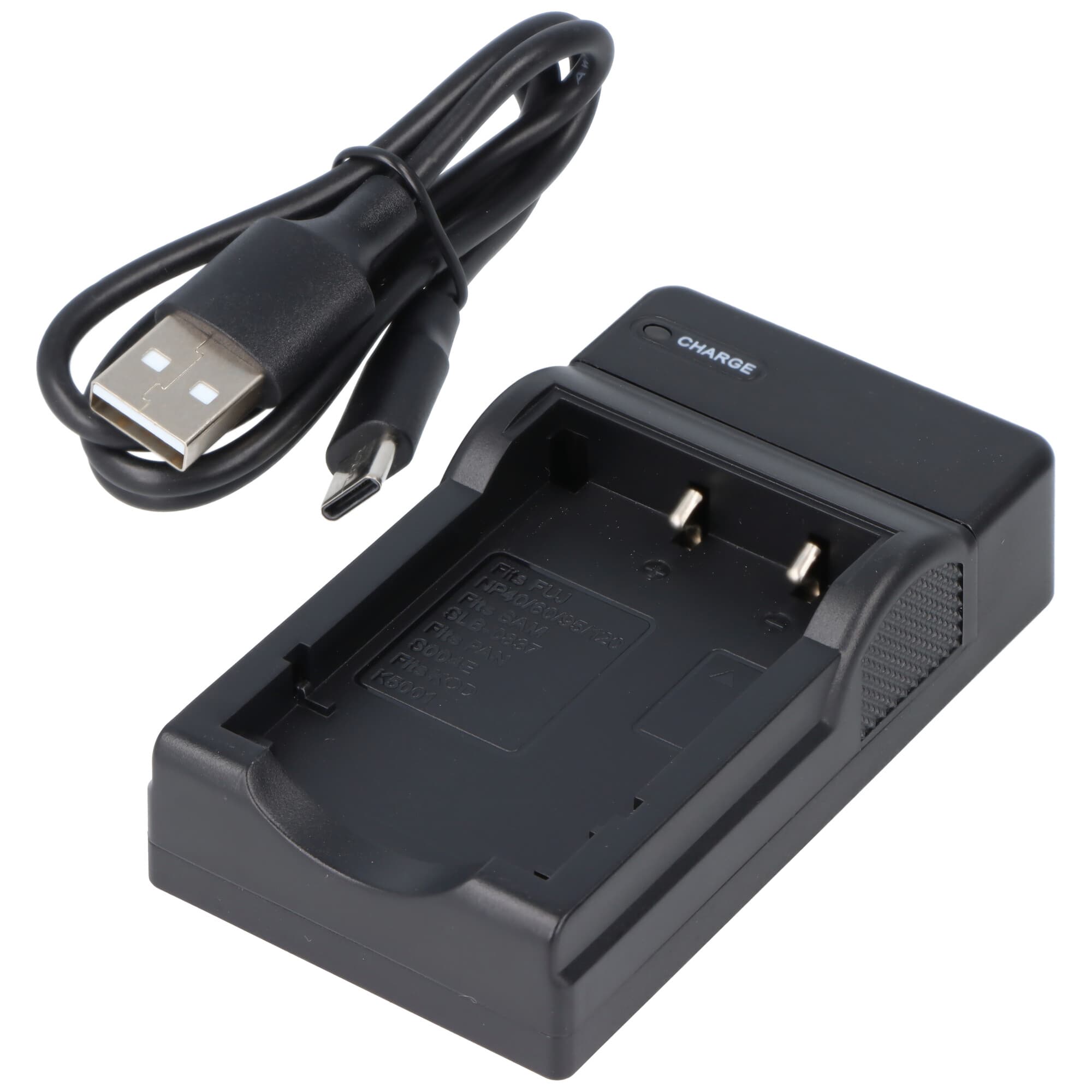 Chargeur USB compatible avec Fuji NP-40, NP-95, F30, Z3, Z60, SLB-1037, câble de charge micro-USB