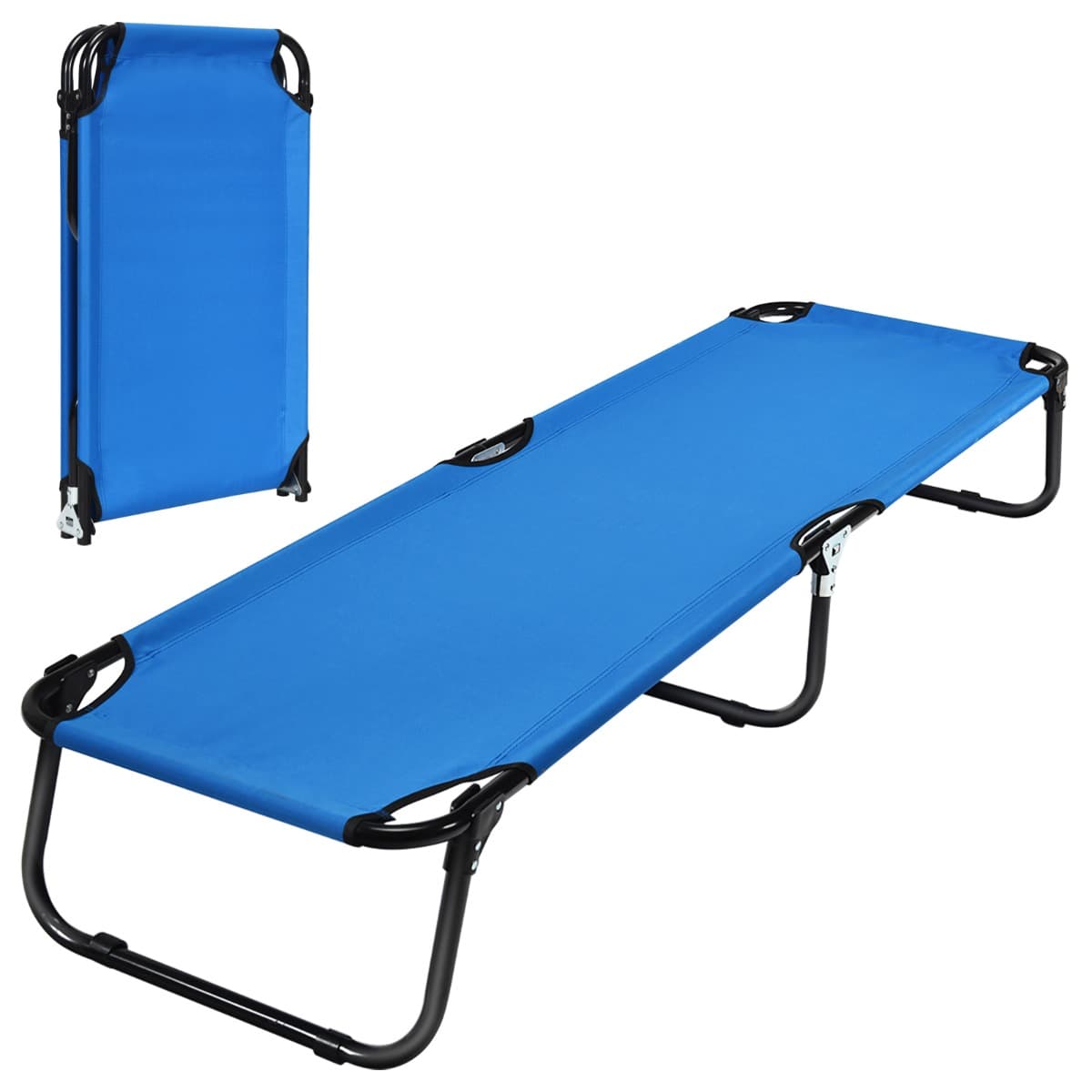 Lit de Camp Pliable en Tissu Oxford avec Tubes Métalliques Épaissis Compatible Sac de Couchage 190x5