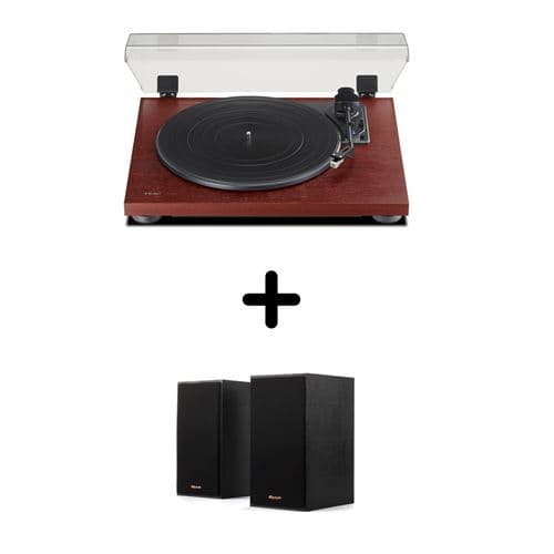 Platine vinyle Teac TN-180BT/A3 Cerisier + Enceintes amplifiées Bluetooth Klipsch R-41PM Noir vendues par paire